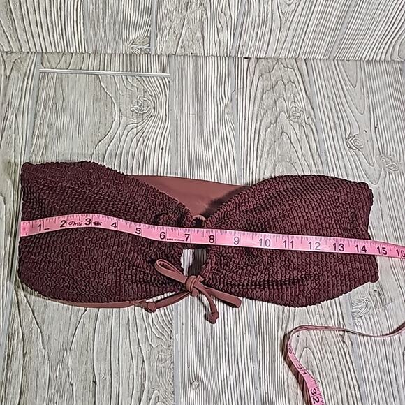 ZAFUL Burgundy 2 Piece String Bikini Bandau Top Swimsuit Womens Size 6 NEW - Picture 10 of 13